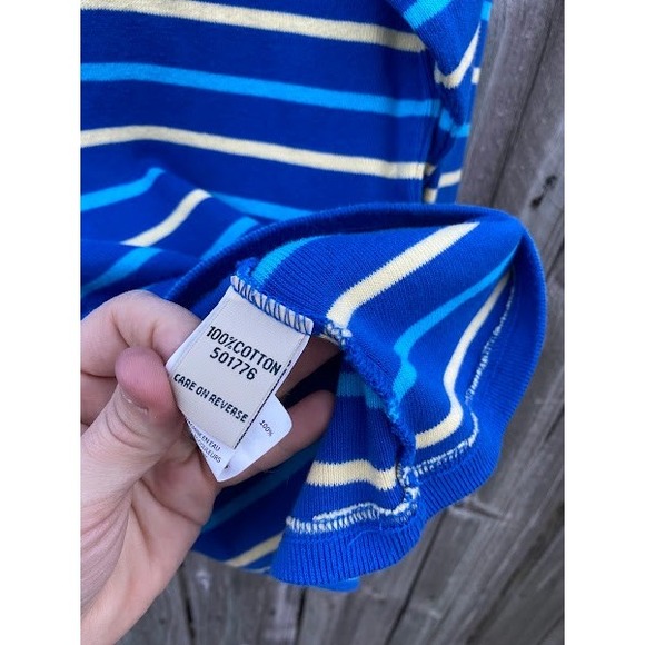 LL Bean Womens Blue Striped Cotton Boat Neck 3/4 Sleeve Top Small 501776 - Picture 2 of 5